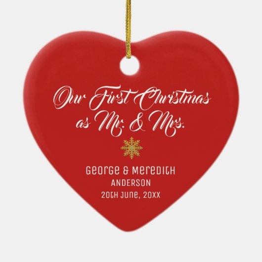 Ornament私達の初めてのクリスマス結婚したな氏及び夫人 セラミックオーナメント (裏面)