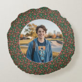 Ornament 6-7 Meme One Photo Christmas Doodles ラウンドクッション (裏面)