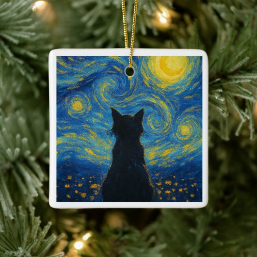 Ornament Cat Starry Night Van Gogh  セラミックオーナメント (ツリー)