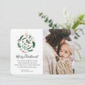 Ornament Christmas Floral Ball Family Photo シーズンカード (スタンド正面)