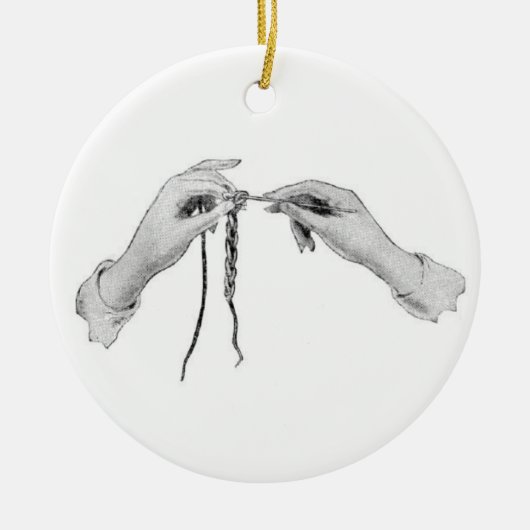 Ornament crocheting hands vintage セラミックオーナメント (正面)