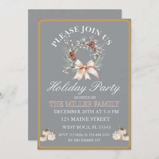 Ornament  Gold&Silver Christmas Party  招待状 (正面/裏面)