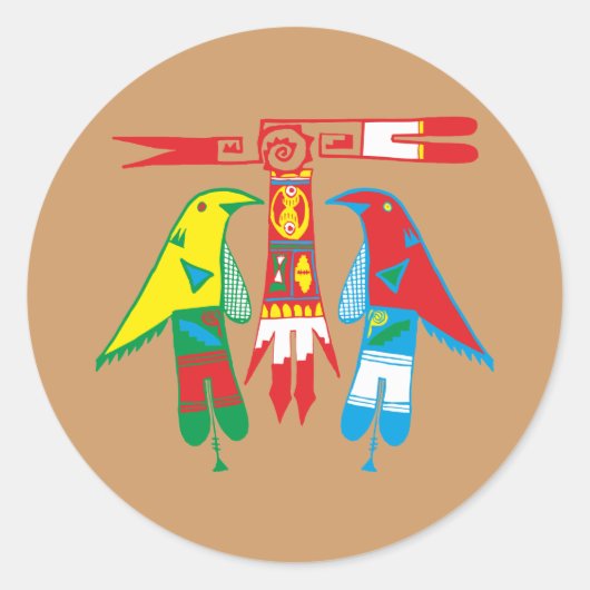 Ornament Indianer Native American ラウンドシール (正面)
