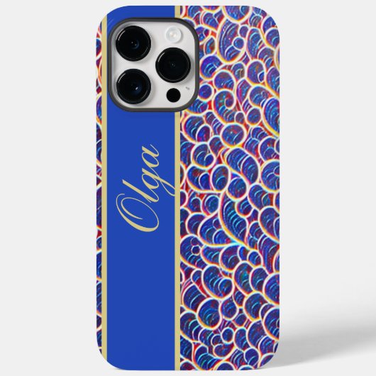 Ornament Muster blau orange Case-Mate iPhoneケース (裏面)