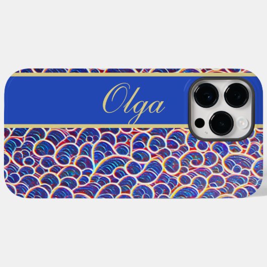 Ornament Muster blau orange Case-Mate iPhoneケース (裏面 (横))