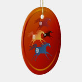ornament_oval 4頭の古代馬 セラミックオーナメント (右)