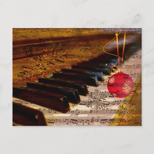 ornament rustic  piano teacher Christmas PostCard シーズンポストカード (正面)