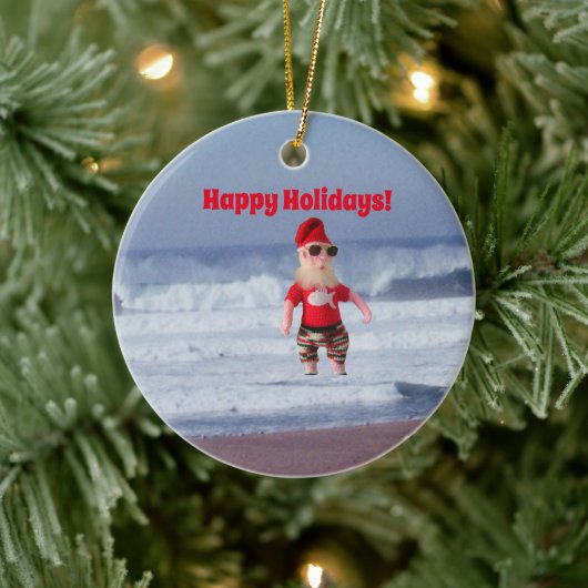 Ornament - Santa in the Surf セラミックオーナメント (ツリー)