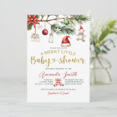 Ornament Santa Merry Little Baby Shower 招待状 (スタンド正面)