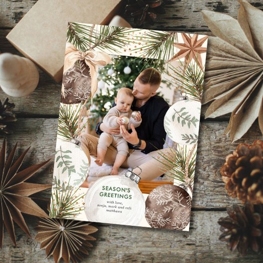 Ornament Surround Photo Holiday Card シーズンカード