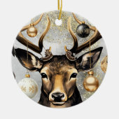 Ornament Winter Christmas Deer – Customizable  セラミックオーナメント (正面)