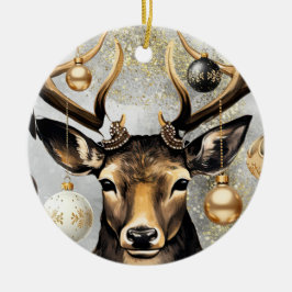 Ornament Winter Christmas Deer – Customizable  セラミックオーナメント