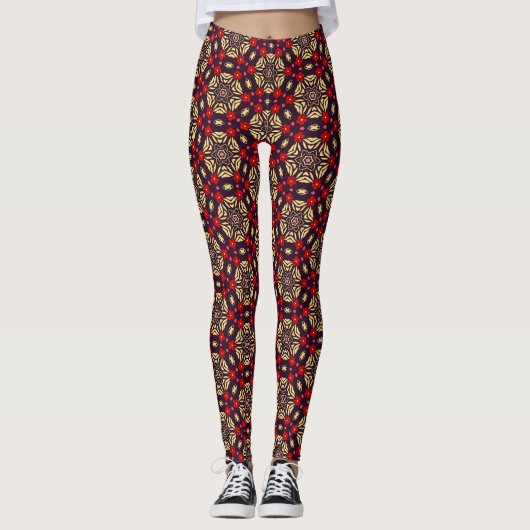 Ornamental Cherry Blossom Pattern Leggings レギンス (正面)