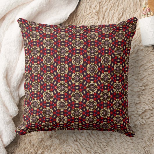 Ornamental Cherry Blossom Pattern Throw Pillow クッション (ブランケット)