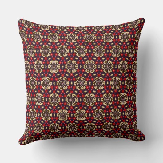 Ornamental Cherry Blossom Pattern Throw Pillow クッション (裏面)