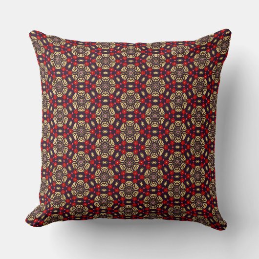 Ornamental Cherry Blossom Pattern Throw Pillow クッション (正面)