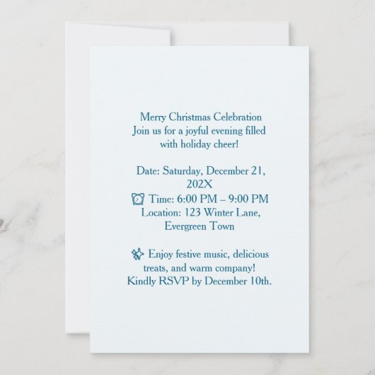 Ornamental Christmas 招待状 (裏面)