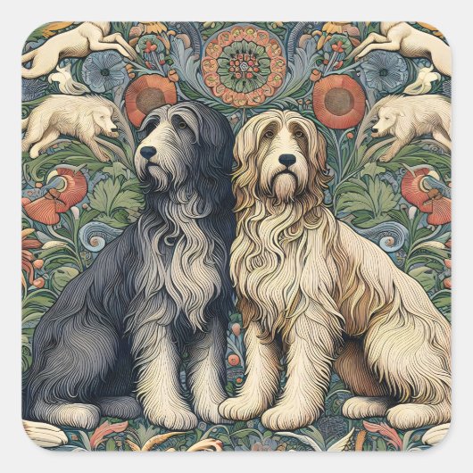 Ornamental Dogs Textile Art inspired by William スクエアシール (正面)