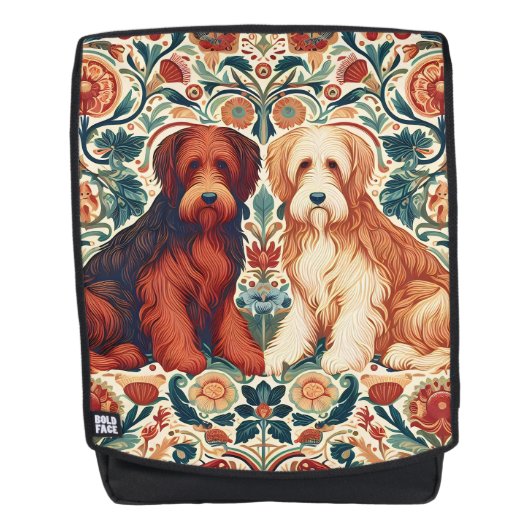 Ornamental Dogs Textile Art inspired by William バックパック (正面)