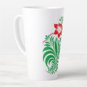 Ornamental Floral Flower Design – Elegant カフェラテマグ (左アングル)