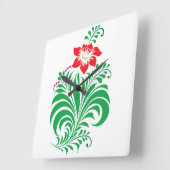 Ornamental Floral Flower Design – Elegant スクエア壁時計 (傾斜)