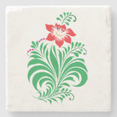 Ornamental Floral Flower Design – Elegant ストーンコースター (正面)