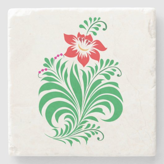 Ornamental Floral Flower Design – Elegant ストーンコースター (正面)