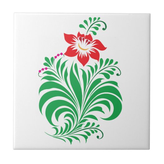 Ornamental Floral Flower Design – Elegant タイル (正面)