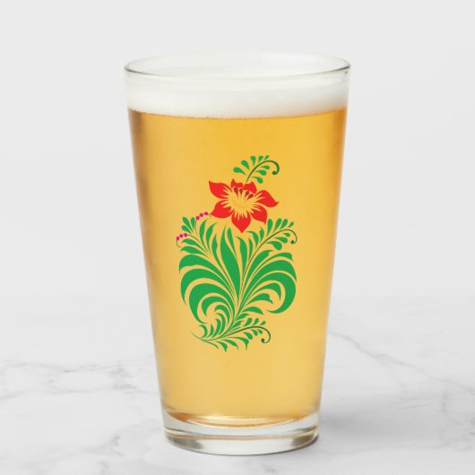 Ornamental Floral Flower Design – Elegant タンブラーグラス (ドリンク正面)