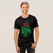 Ornamental Floral Flower Design – Elegant トライブレンドＴシャツ (正面全面)