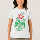 Ornamental Floral Flower Design – Elegant トライブレンドTシャツ (正面)