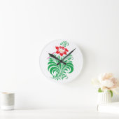 Ornamental Floral Flower Design – Elegant ラウンド壁時計 (ホーム)