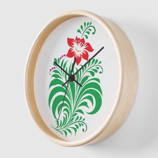 Ornamental Floral Flower Design – Elegant 壁時計 (傾斜)