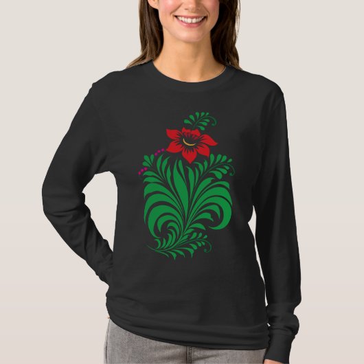 Ornamental Floral Flower Design – Elegant Tシャツ (正面)