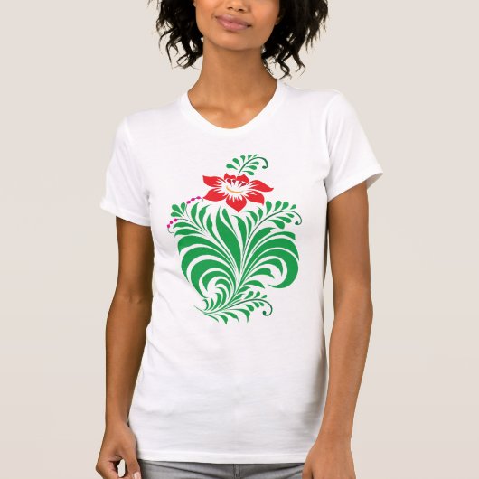 Ornamental Floral Flower Design – Elegant Tシャツ (正面)