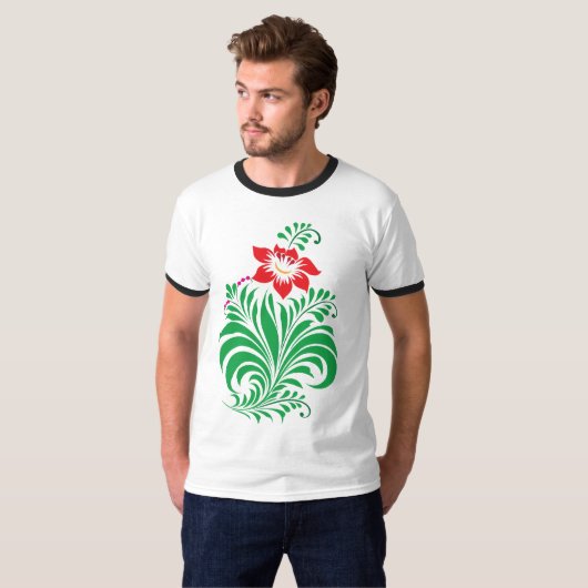 Ornamental Floral Flower Design – Elegant Tシャツ (正面フル)
