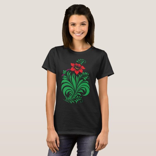 Ornamental Floral Flower Design – Elegant Tシャツ (正面フル)