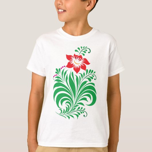 Ornamental Floral Flower Design – Elegant Tシャツ (正面)