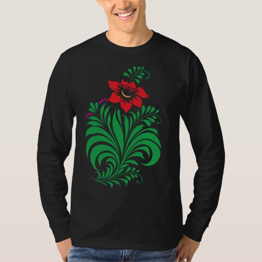Ornamental Floral Flower Design – Elegant Tシャツ (正面)