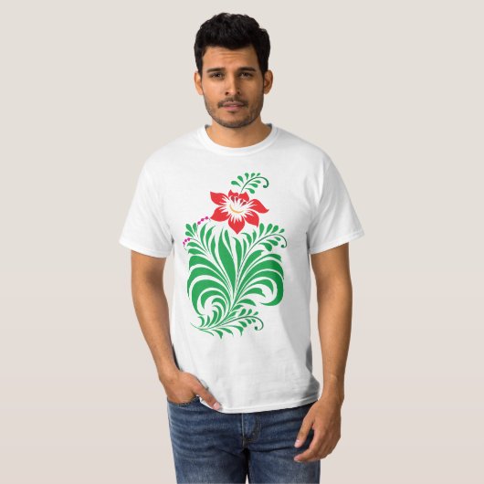 Ornamental Floral Flower Design – Elegant Tシャツ (正面フル)