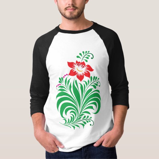 Ornamental Floral Flower Design – Elegant Tシャツ (正面)