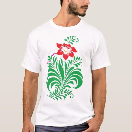 Ornamental Floral Flower Design – Elegant Tシャツ (正面)