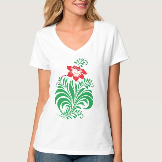 Ornamental Floral Flower Design – Elegant Tシャツ (正面)