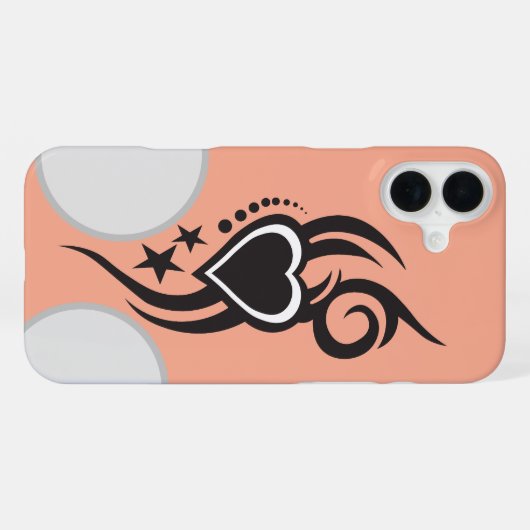 Ornamental Floral Heart Tattoo  iPhoneケース (裏面横)