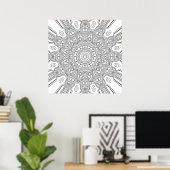 Ornamental Geometric Mandala with Faceted Layers ポスター (ホームオフィス)