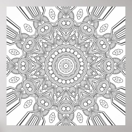 Ornamental Geometric Mandala with Faceted Layers ポスター (正面)