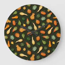 Ornamental Gourds for Autumn, Fall, Thanksgiving ラージ壁時計