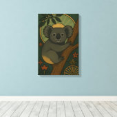 Ornamental Koala in Botanical Mandala キャンバスプリント (インサイチュ (ウッドフロア))