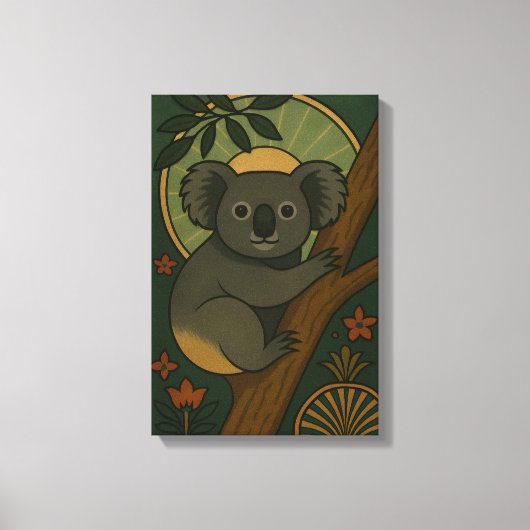 Ornamental Koala in Botanical Mandala キャンバスプリント (正面)
