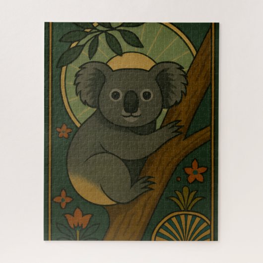 Ornamental Koala in Botanical Mandala ジグソーパズル (縦)